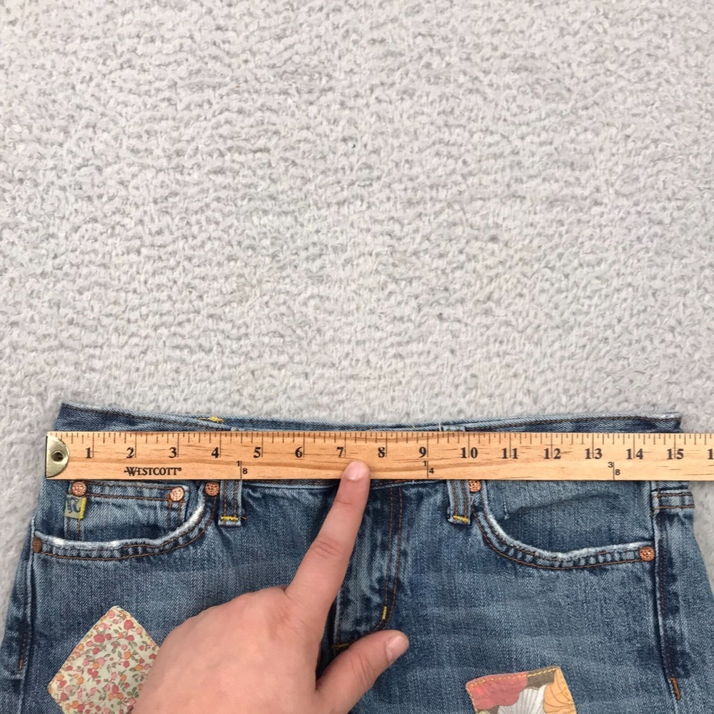 Miss Me Jeans Womens 29 (31x25) Distressed Patchwork Cropped Retro Hippie Denim - Picture 7 of 14